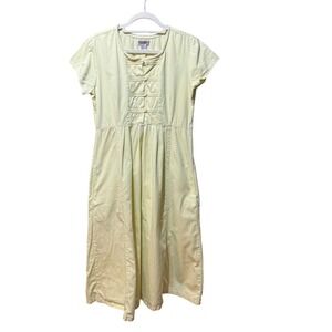 Vintage Fads Yellow Cotton Denim‎ Midi Dress Size 10